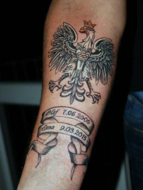 Godło Polski - tatuaż, inspiracja 1 Tatuaż z polskim godłem i Orłem Białym - inspiracja 1